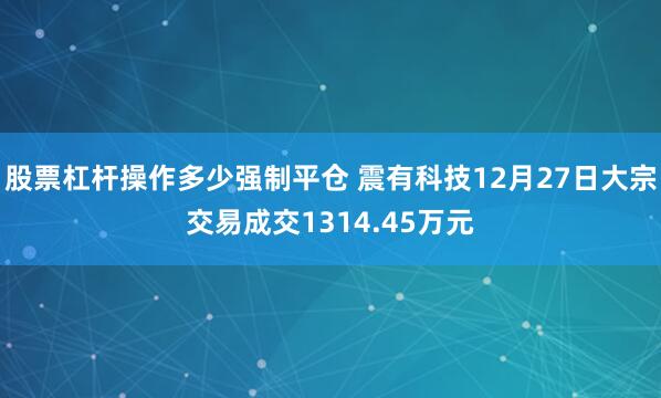 股票杠杆操作多少强制平仓 震有科技12月27日大宗交易成交1314.45万元