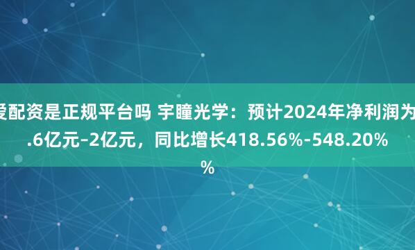 爱配资是正规平台吗 宇瞳光学：预计2024年净利润为1.6亿元–2亿元，同比增长418.56%-548.20%